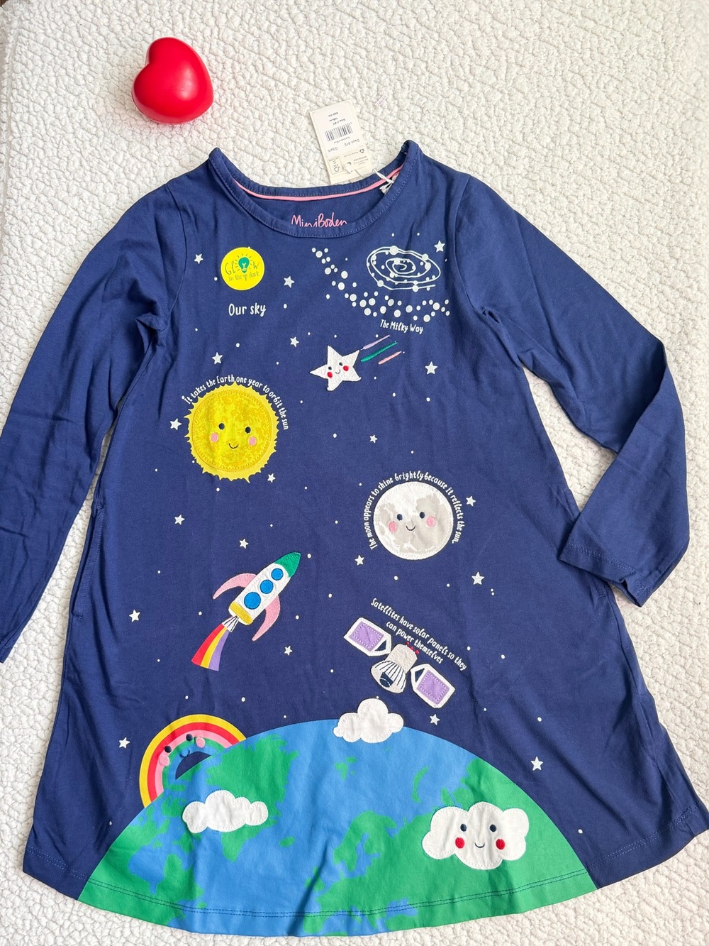 Boden Navy Long Sleeve Space & Planet Print Dress